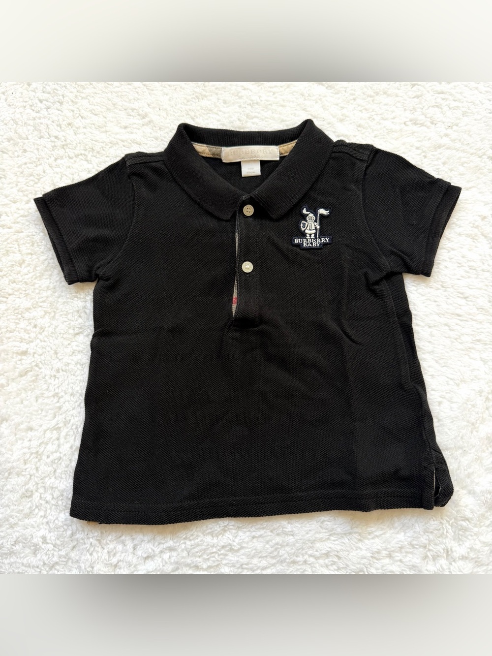 Burberry baby boy polo shirt short sleeve 12m Black  nova check tops